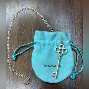 Tiffany & Co. Silver Key Pendant with Chain